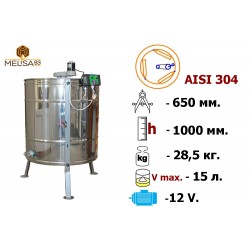 Медогонка 3-х рамкова поворотна нержавіюча AISI 304 на підставці з ел. приводом 12В