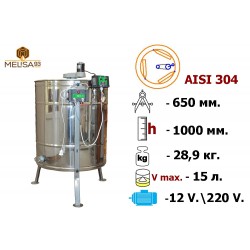 Медогонка 3-х рамкова поворотна нержавіюча AISI 304 на підставці з ел. приводом 220/12 В